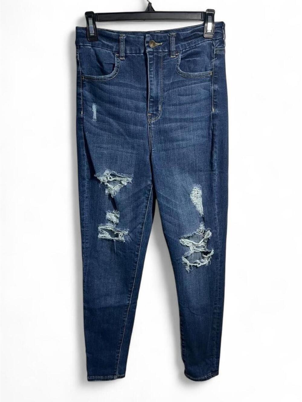 American Eagle Jeans Womens 8 Regular Dark Wash Curvy Super Hi Rise Jegging Blue